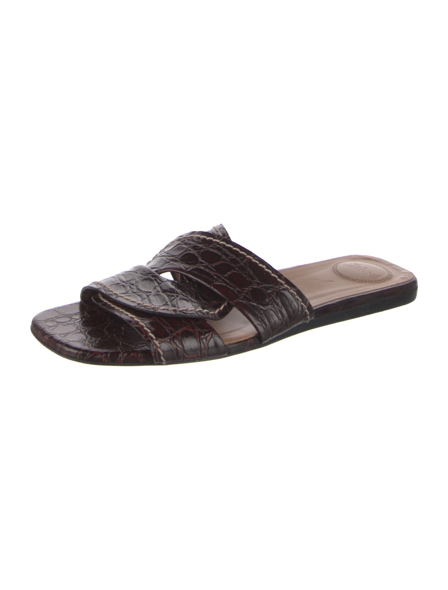 Chloé Embossed Leather Slides