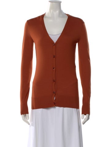 Pre-owned Chloé Wool V-neck Sweater In Orange