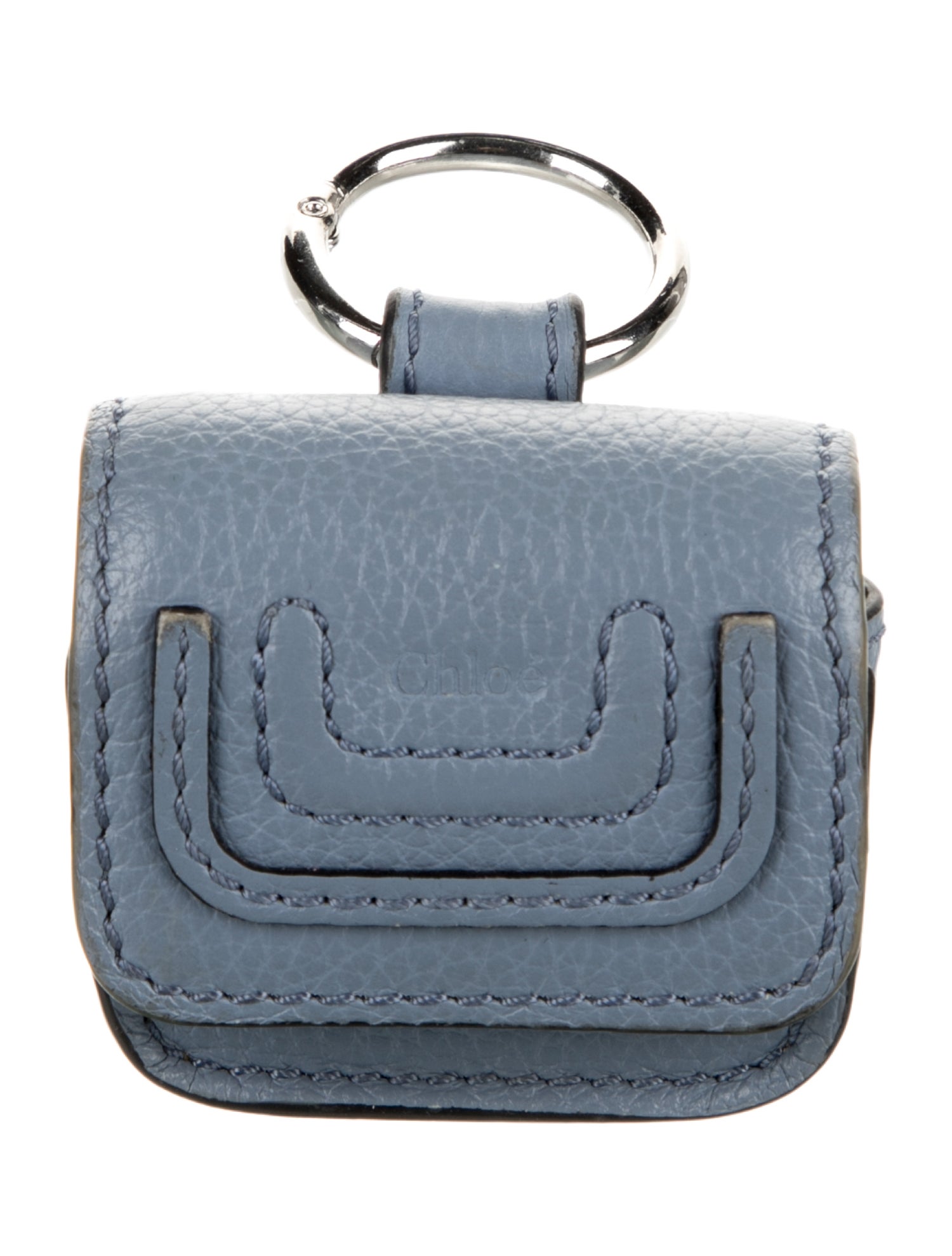 Chloé Leather Airpod Case Keyring - Blue Keychains, Accessories