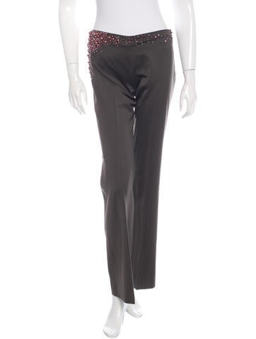 Chloé Pearl-Embellished Wool Pants