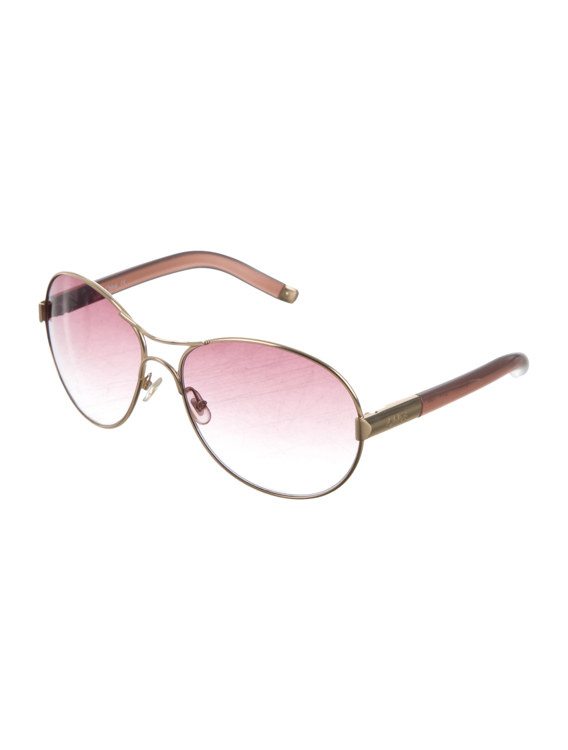 Chloé Tinted Aviator Sunglasses Gold Sunglasses, Accessories