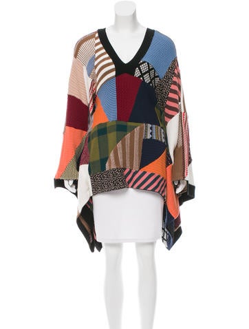 Chloé Patchwork V-Neck Poncho
