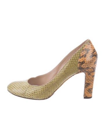 Chloé Round-Toe Snakeskin Pumps