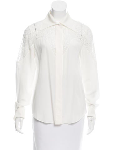Chloé Lace-Trimmed Silk Top