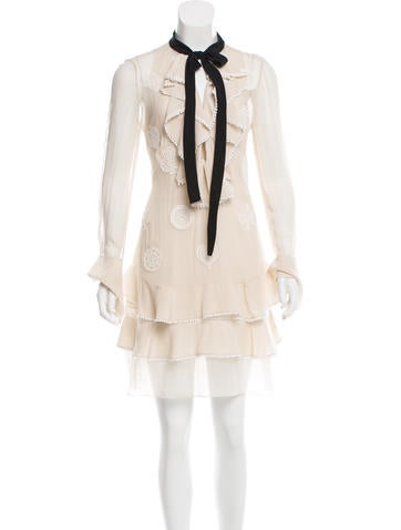 Chloé Appliqué-Accented Silk Dress