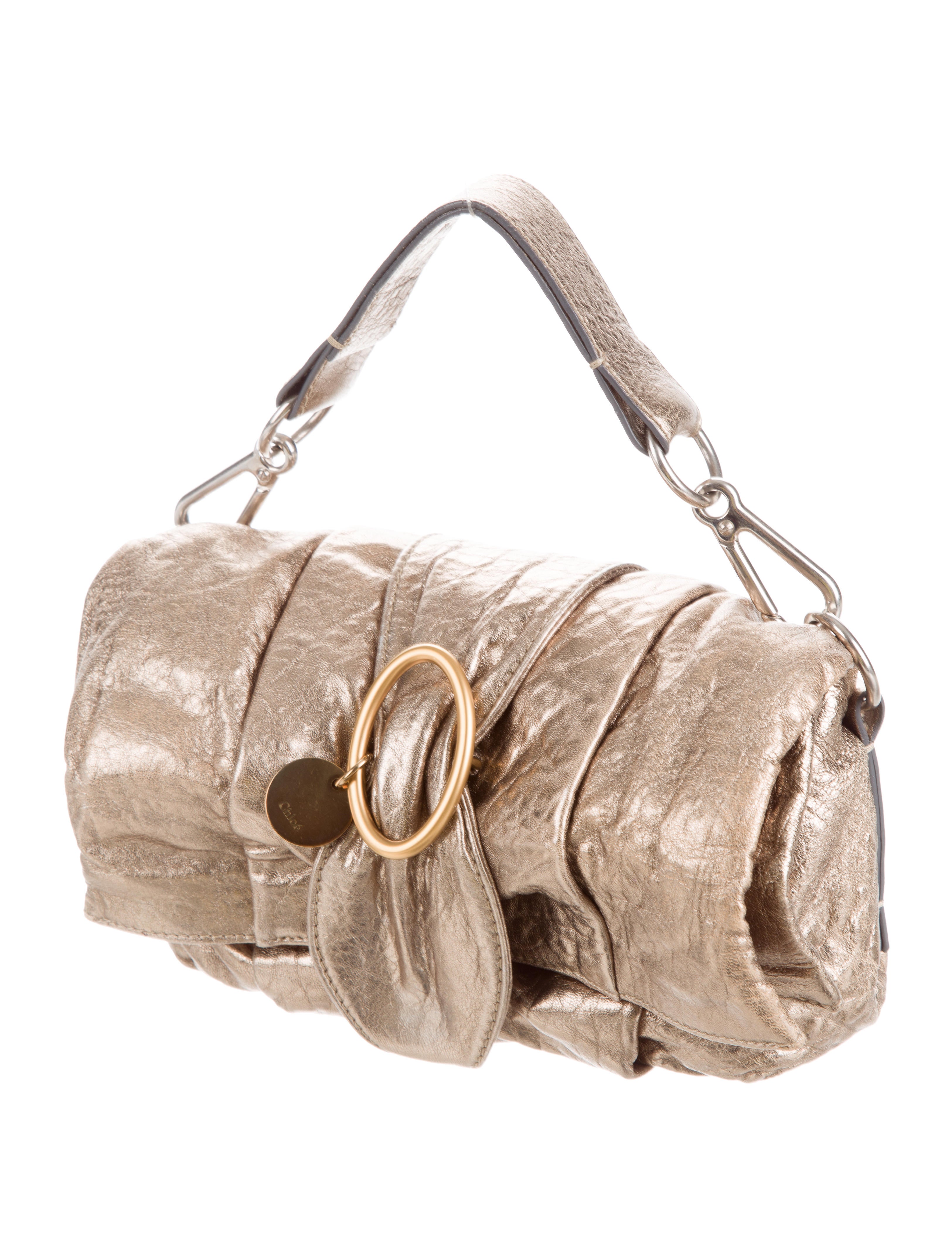 ChloÃ© Pleated Metallic Leather Clutch - Handbags - CHL57396 | The RealReal