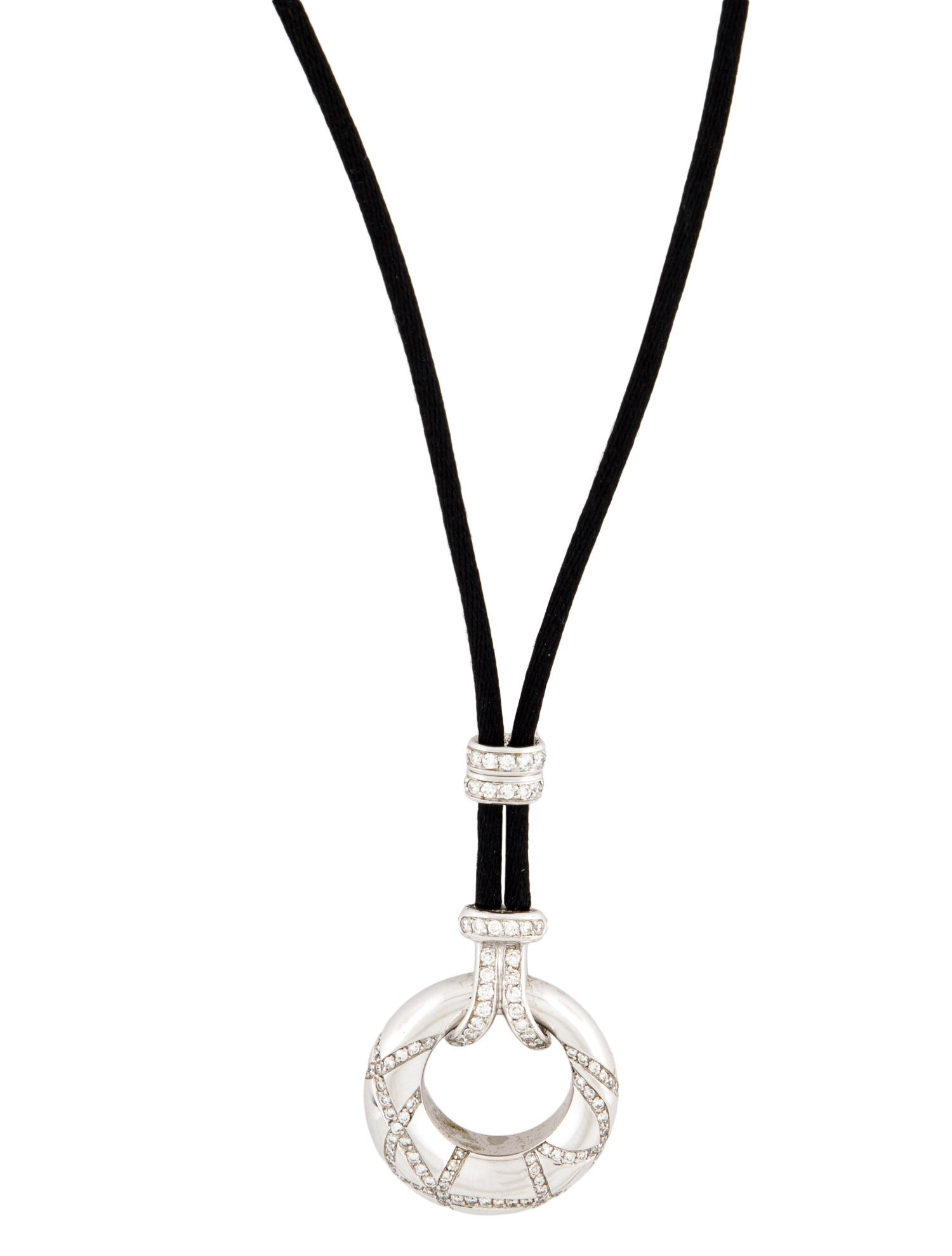 Chaumet 18K Diamond Anneau Cord Pendant Necklace