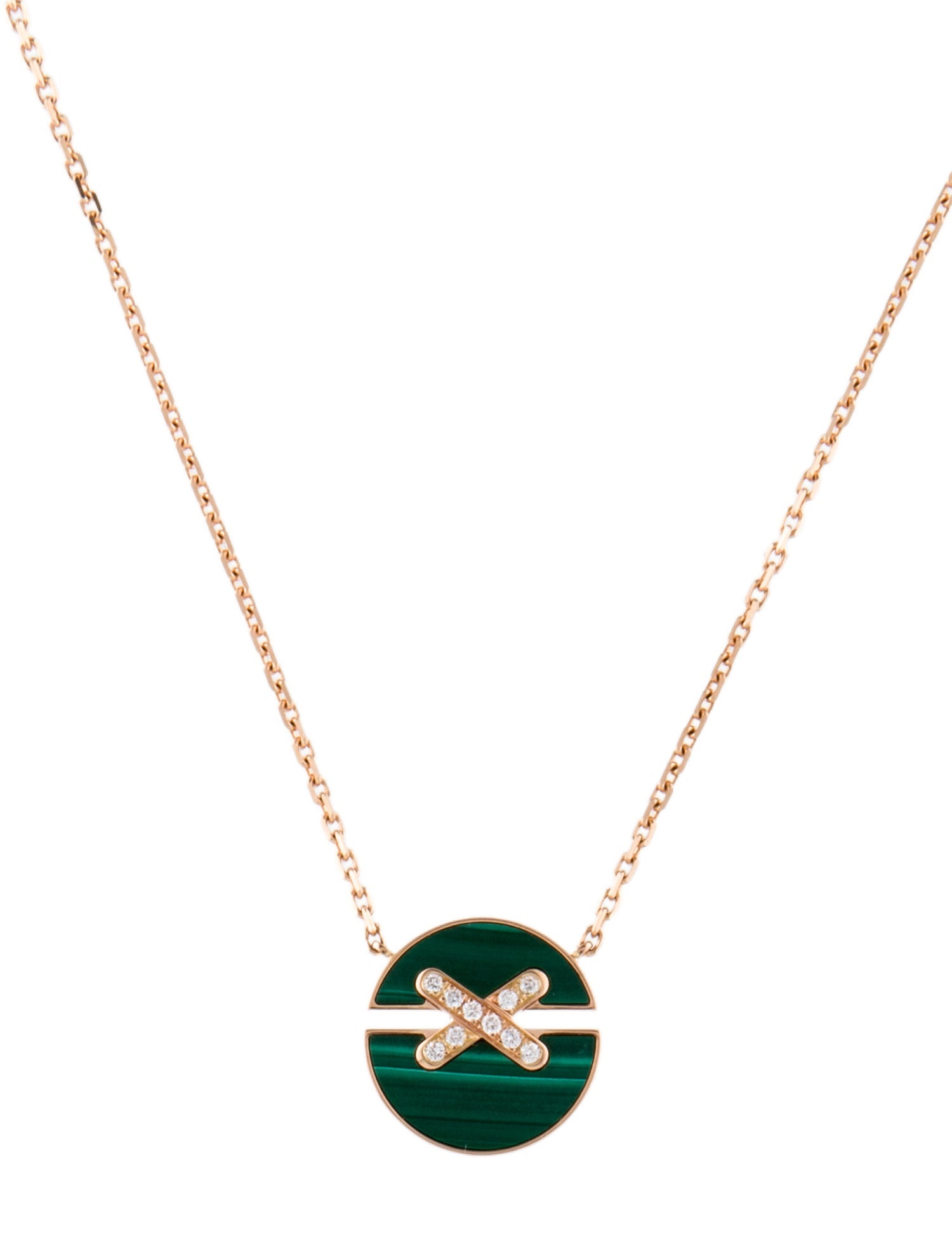 Chaumet 18K Malachite & Diamond Jeux de Liens Harmony Small Pendant Necklace