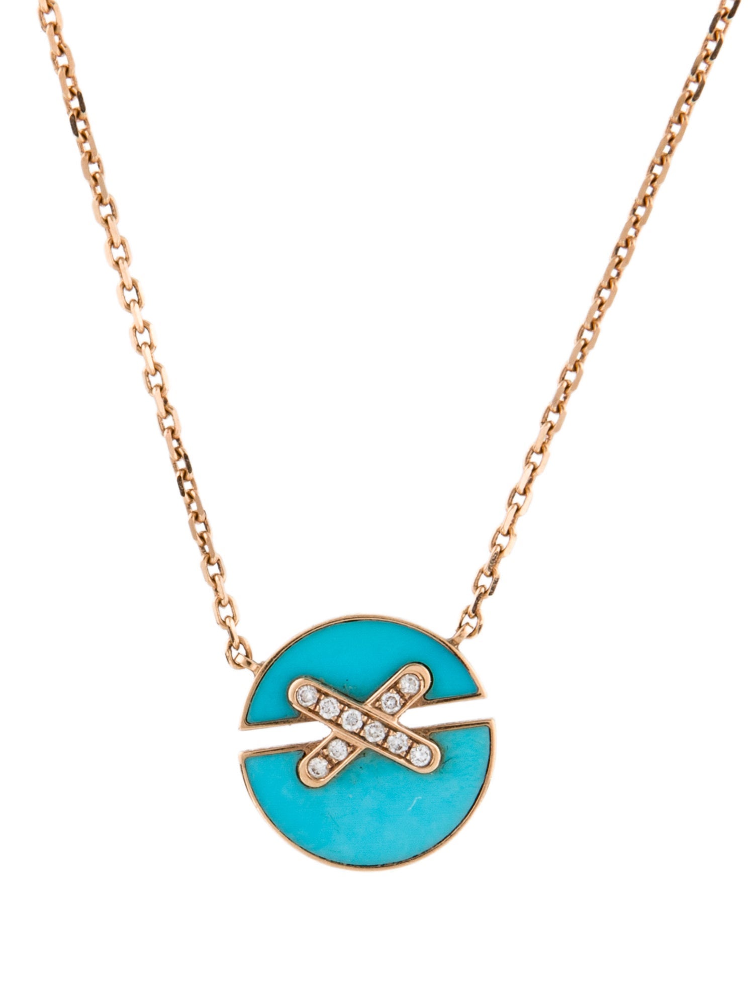 Chaumet 18K Turquoise & Diamond NY Jeux de Liens Harmony Small Pendant Necklace