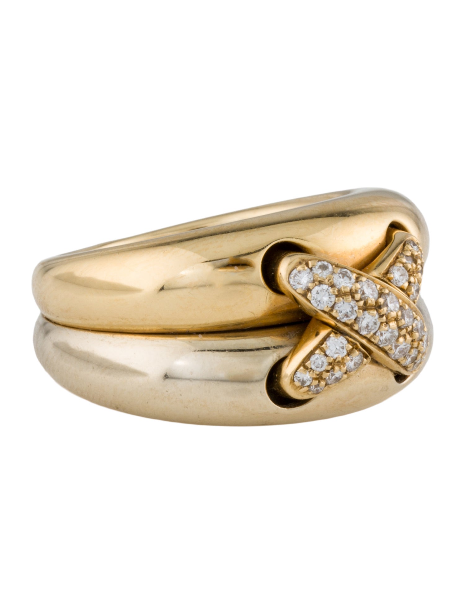 Chaumet 18K Diamond Cross Liens Ring