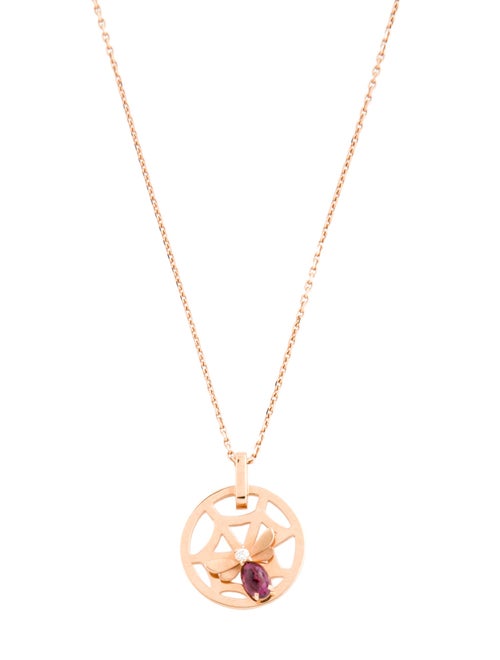 Chaumet 18K Rhodolite & Diamond Bee Attrape Pendant Necklace