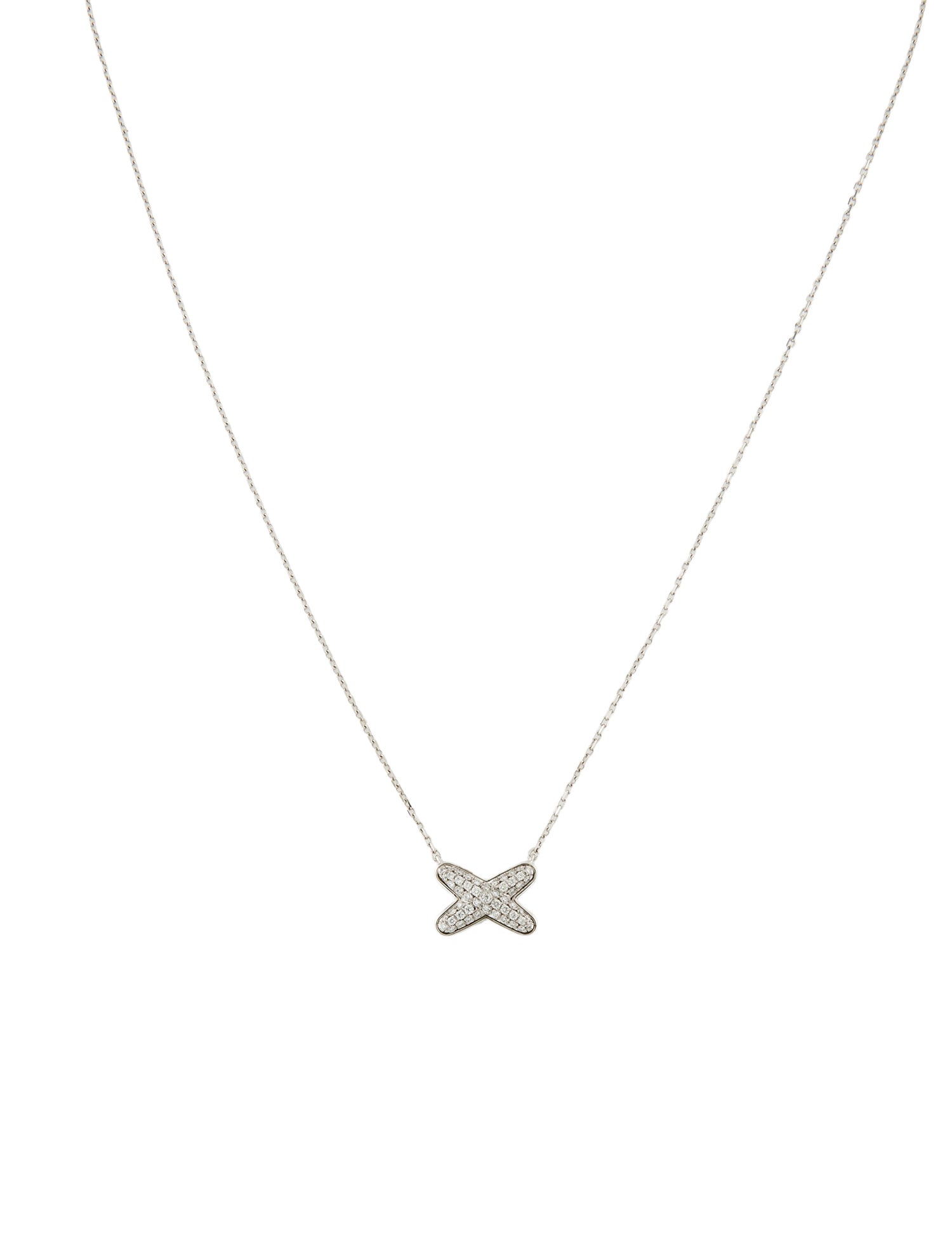 Chaumet 18K Diamond Jeux de Liens X Pendant Necklace