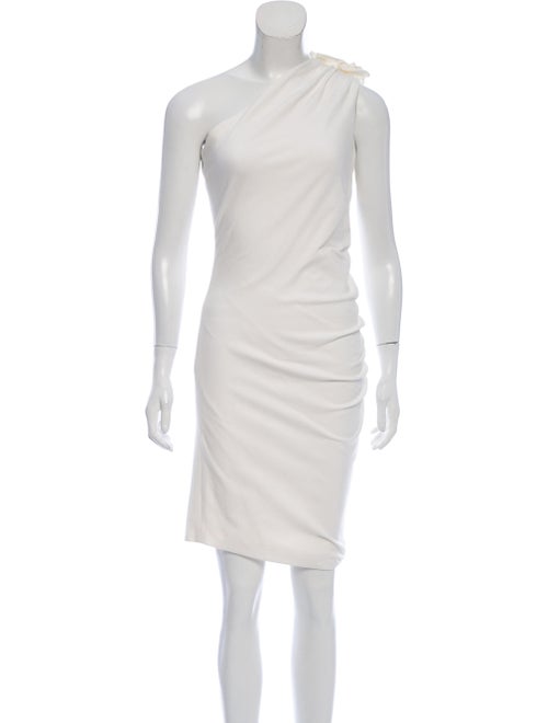 Christian Siriano One-Shoulder Ruched Dress White