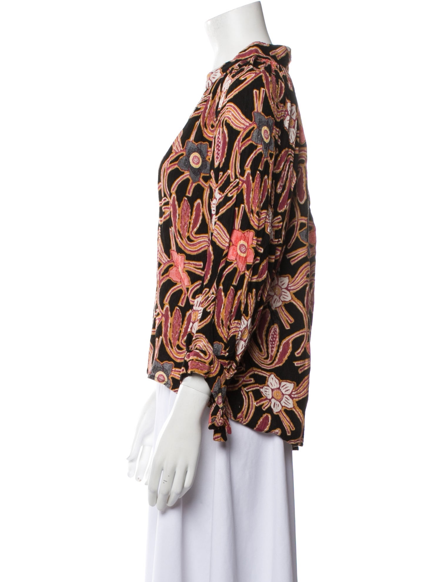Christian Siriano Floral Print V-Neck Blouse