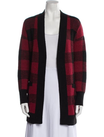 Christian Siriano Plaid Print Open Front Sweater