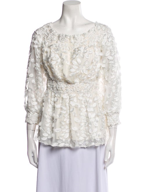 Christian Siriano Lace Pattern Bateau Neckline Blouse