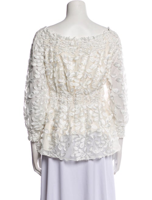 Christian Siriano Lace Pattern Bateau Neckline Blouse