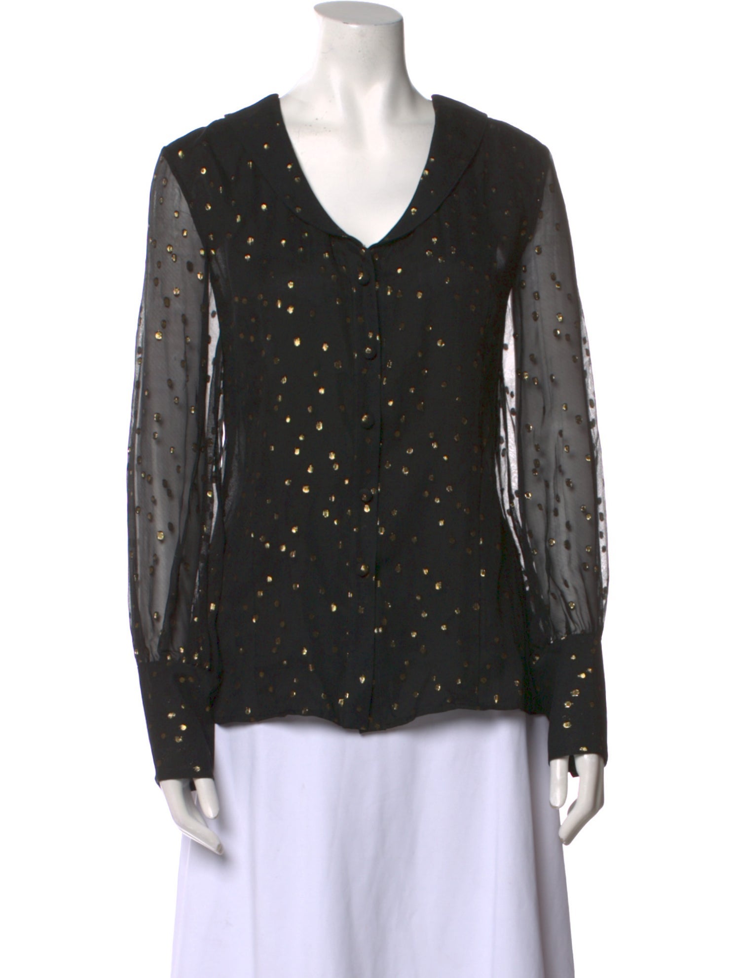 Christian Siriano Silk V-Neck Button-Up Top w/ Tags