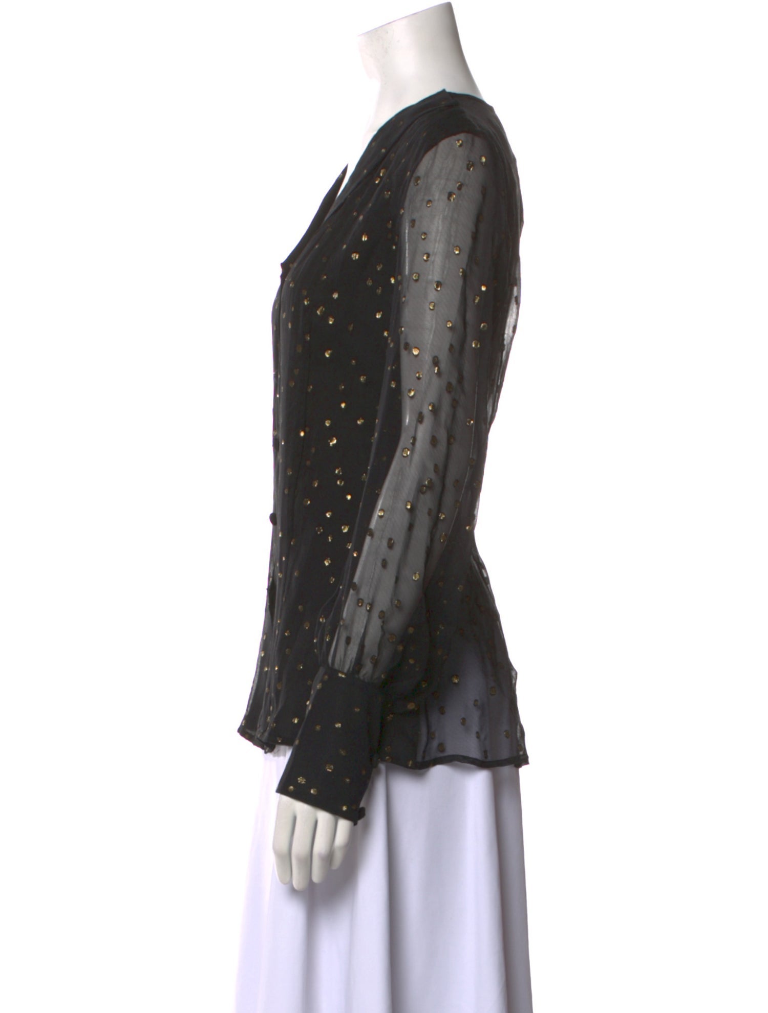 Christian Siriano Silk V-Neck Button-Up Top w/ Tags