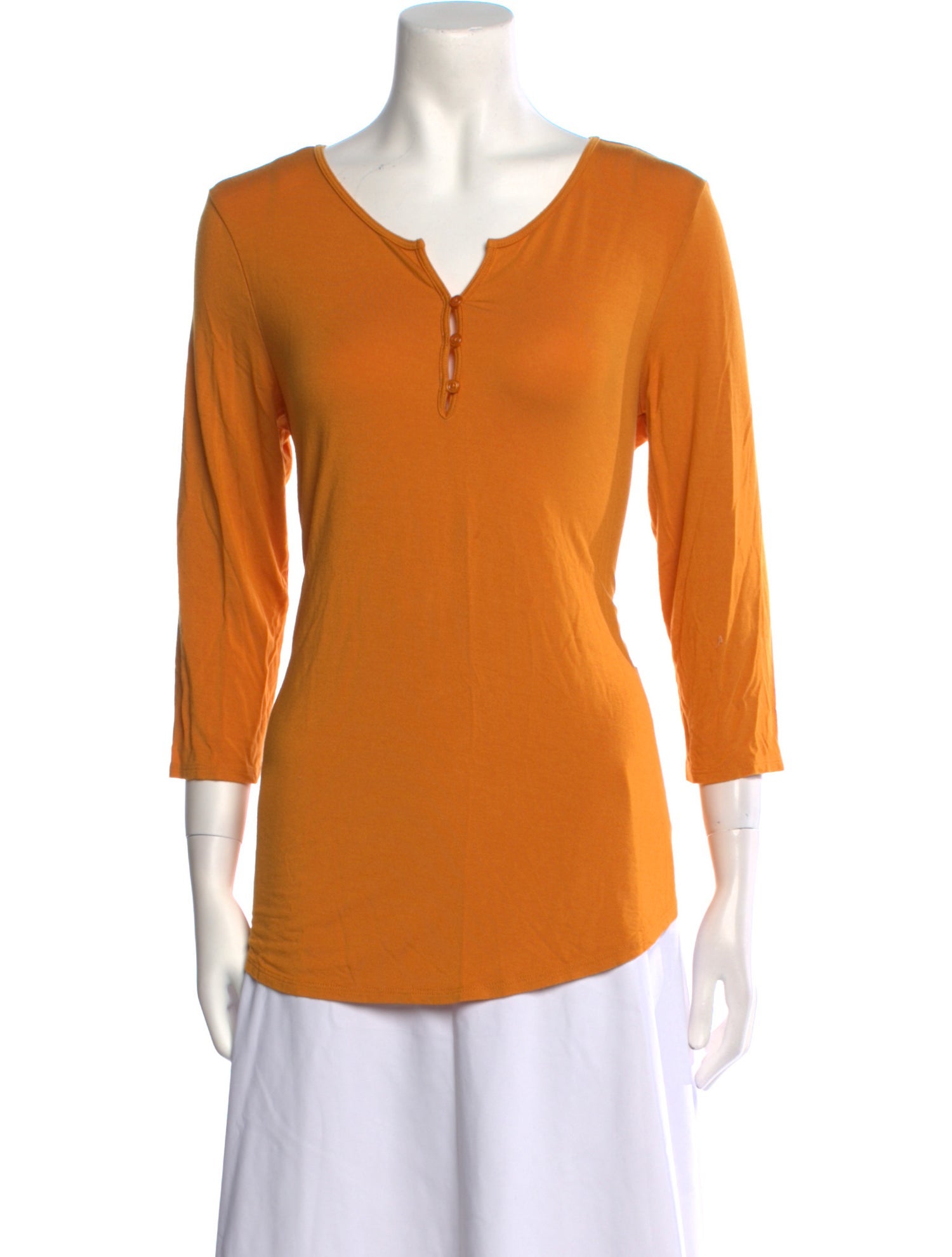 Christian Siriano V-Neck Three-Quarter Sleeve Top
