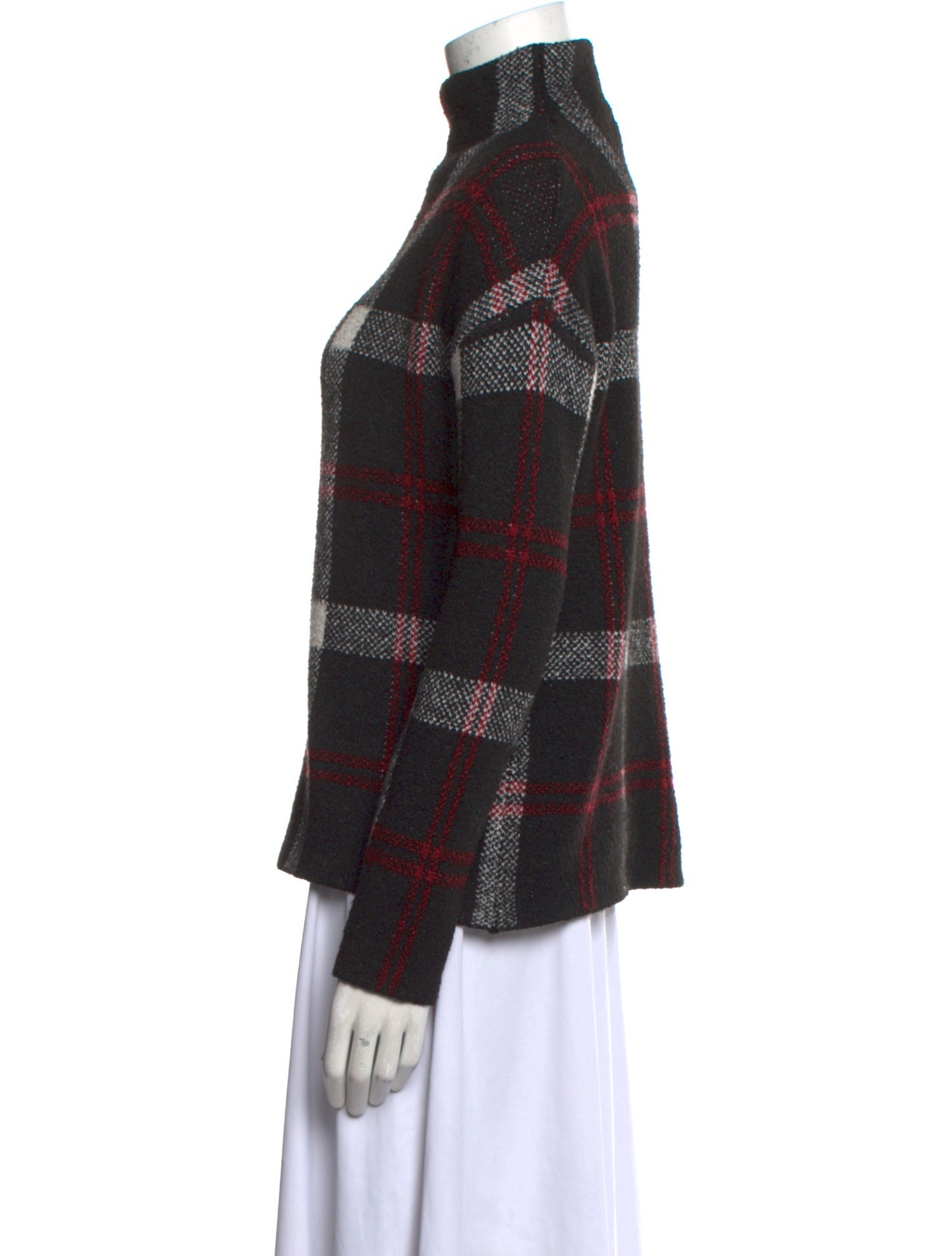 Christian Siriano Plaid Print Turtleneck Sweater