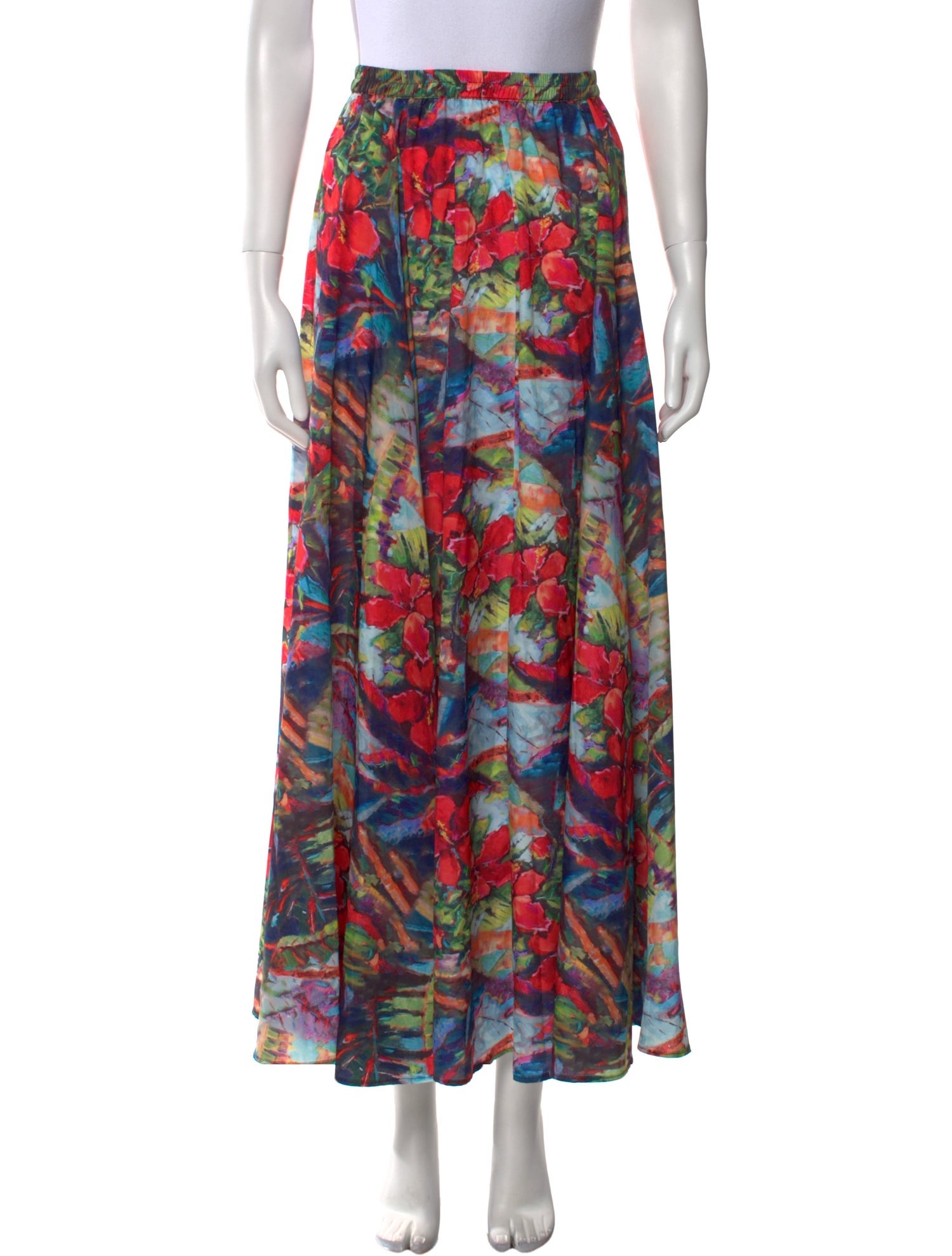 Christian Siriano Floral Print Midi Length Skirt