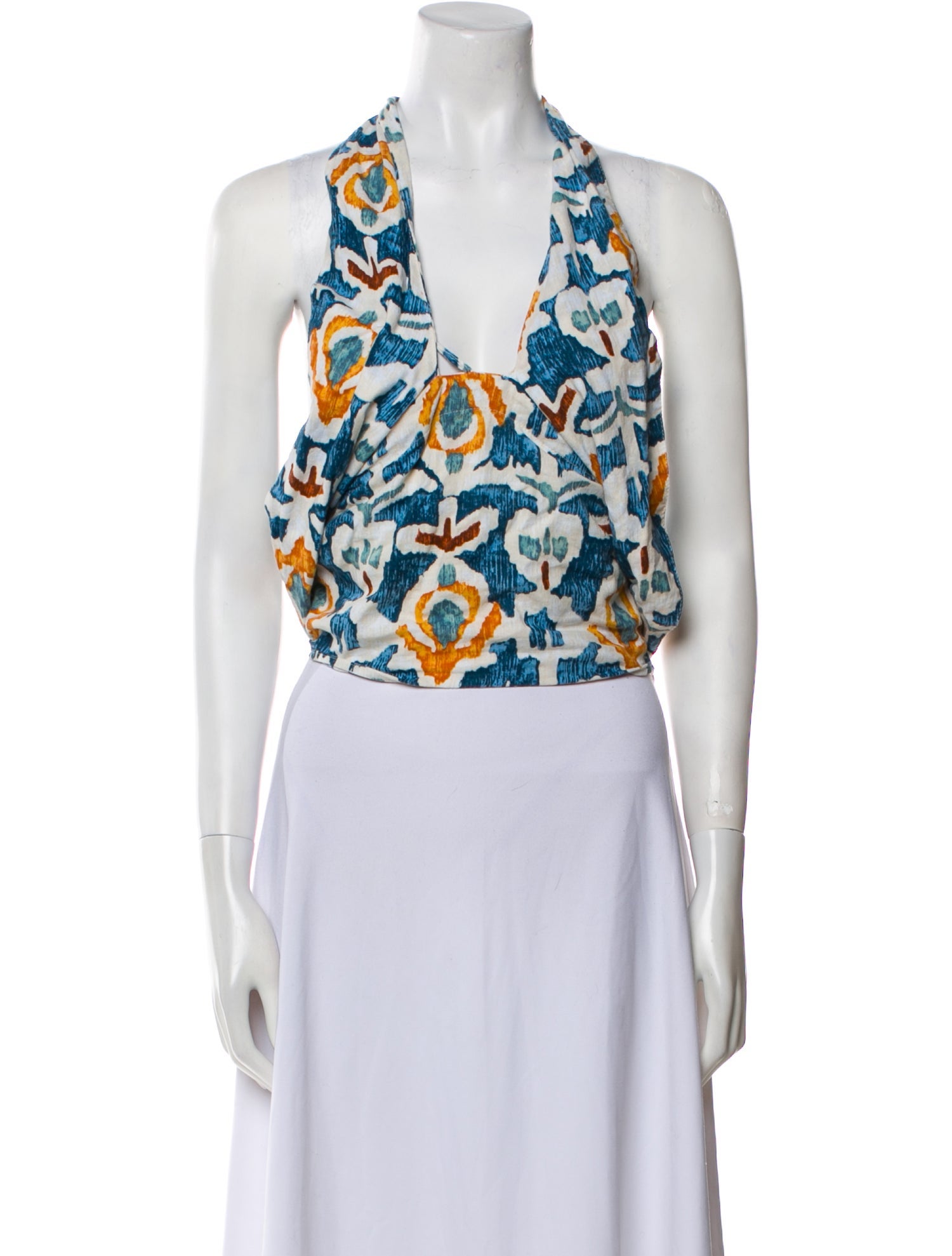 Christian Siriano Floral Print V-Neck Crop Top