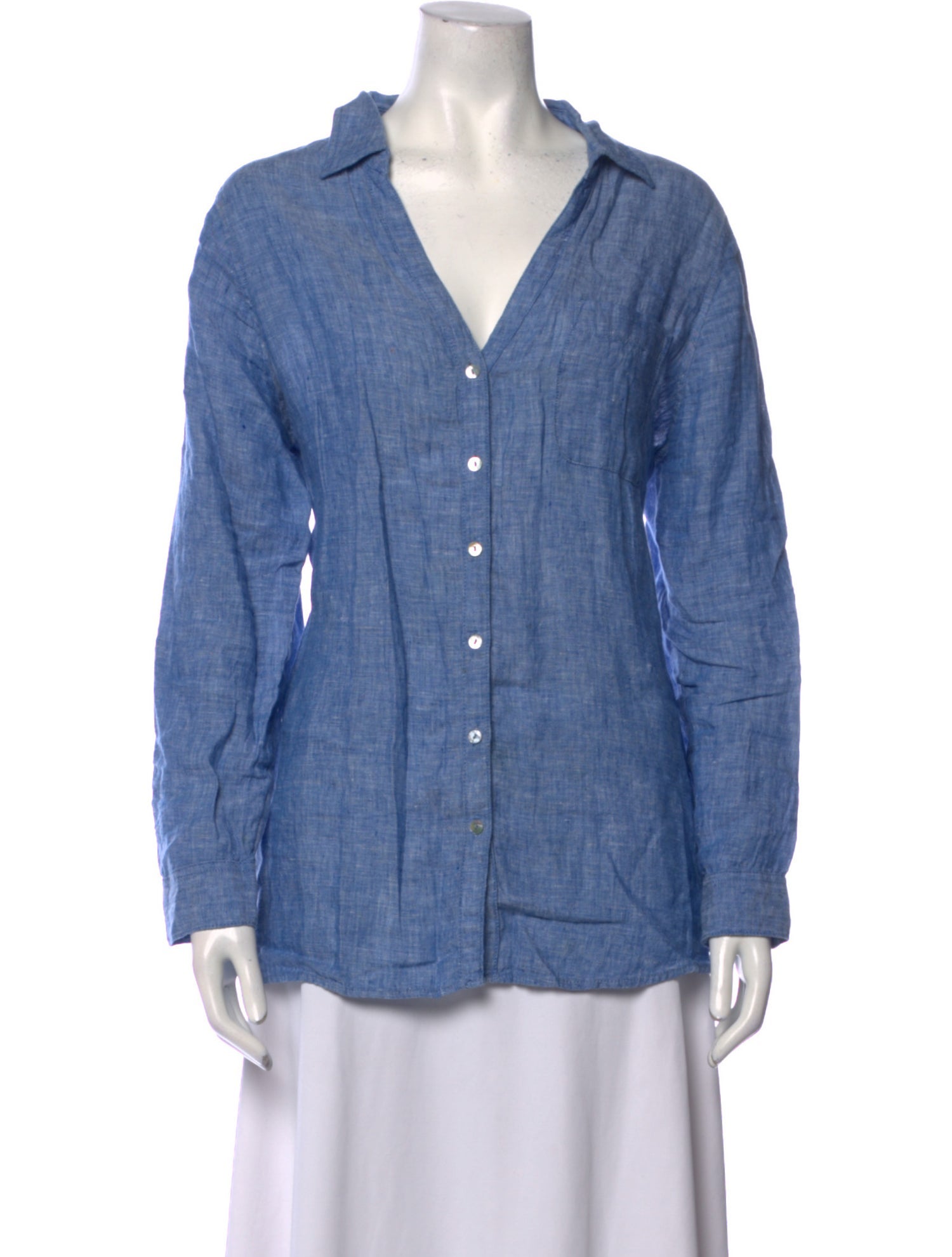 Christian Siriano Linen Long Sleeve Button-Up Top