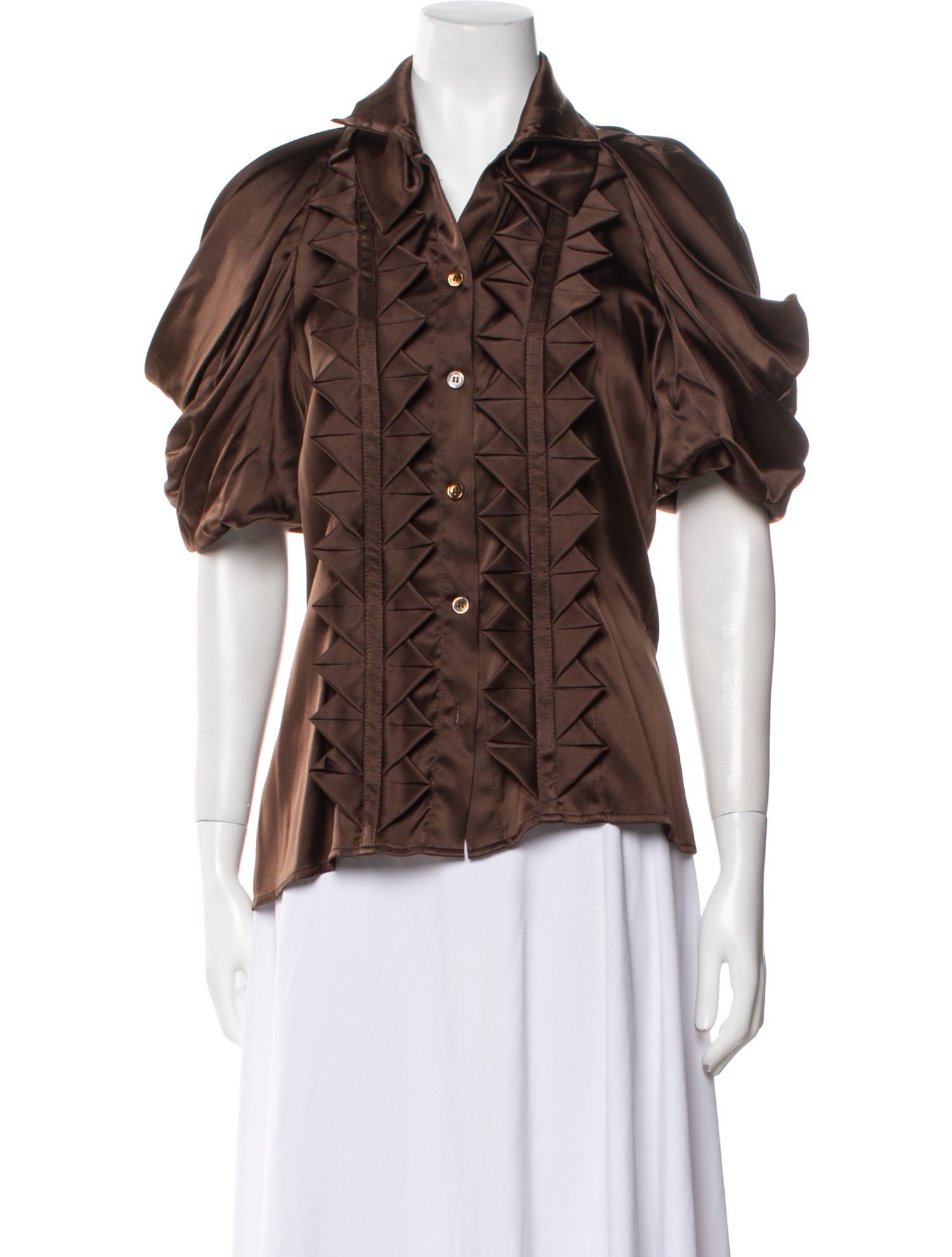 Christian Siriano Short Sleeve Button-Up Top