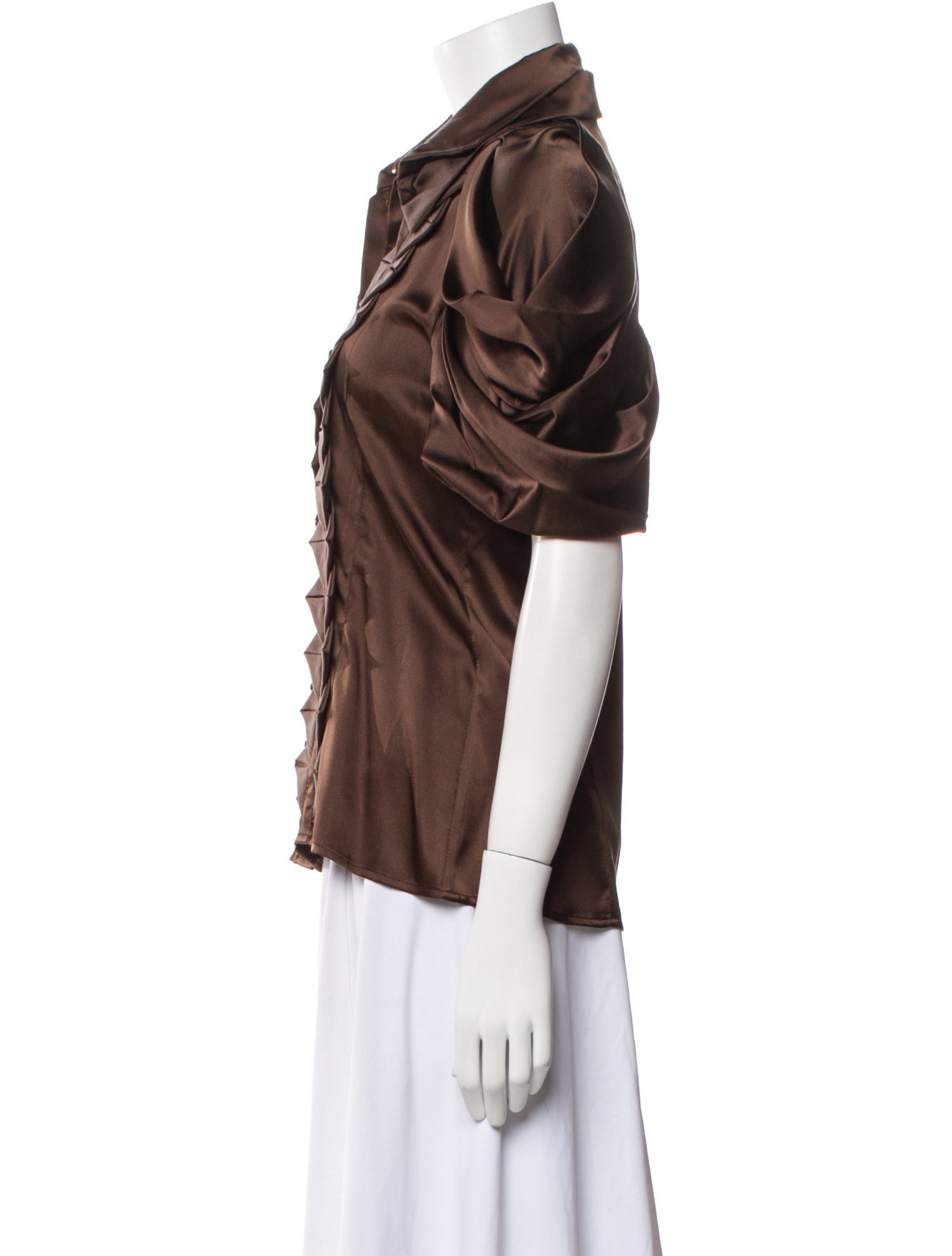 Christian Siriano Short Sleeve Button-Up Top