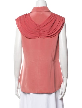 Christian Siriano Silk Short Sleeve Button-Up Top