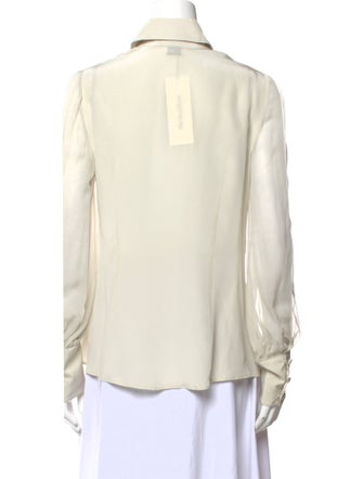 Christian Siriano Silk Long Sleeve Button-Up Top
