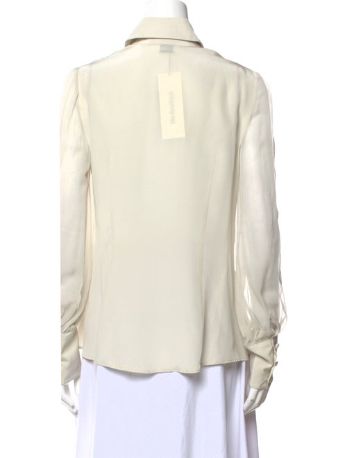 Christian Siriano Silk Long Sleeve Button-Up Top
