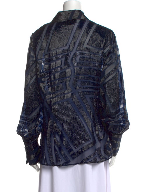 Christian Siriano Silk Printed Button-Up Top