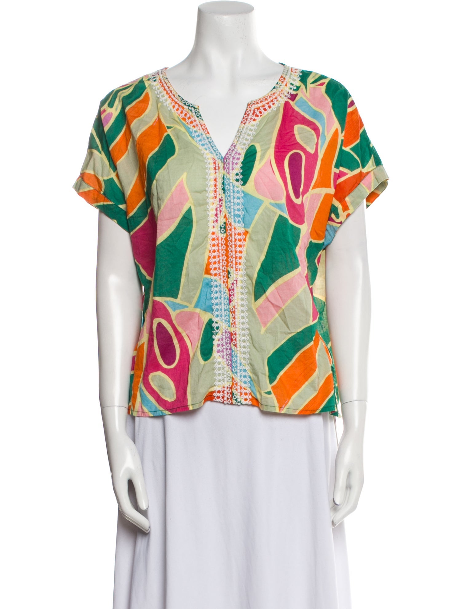 Christian Siriano Printed V-Neck Top