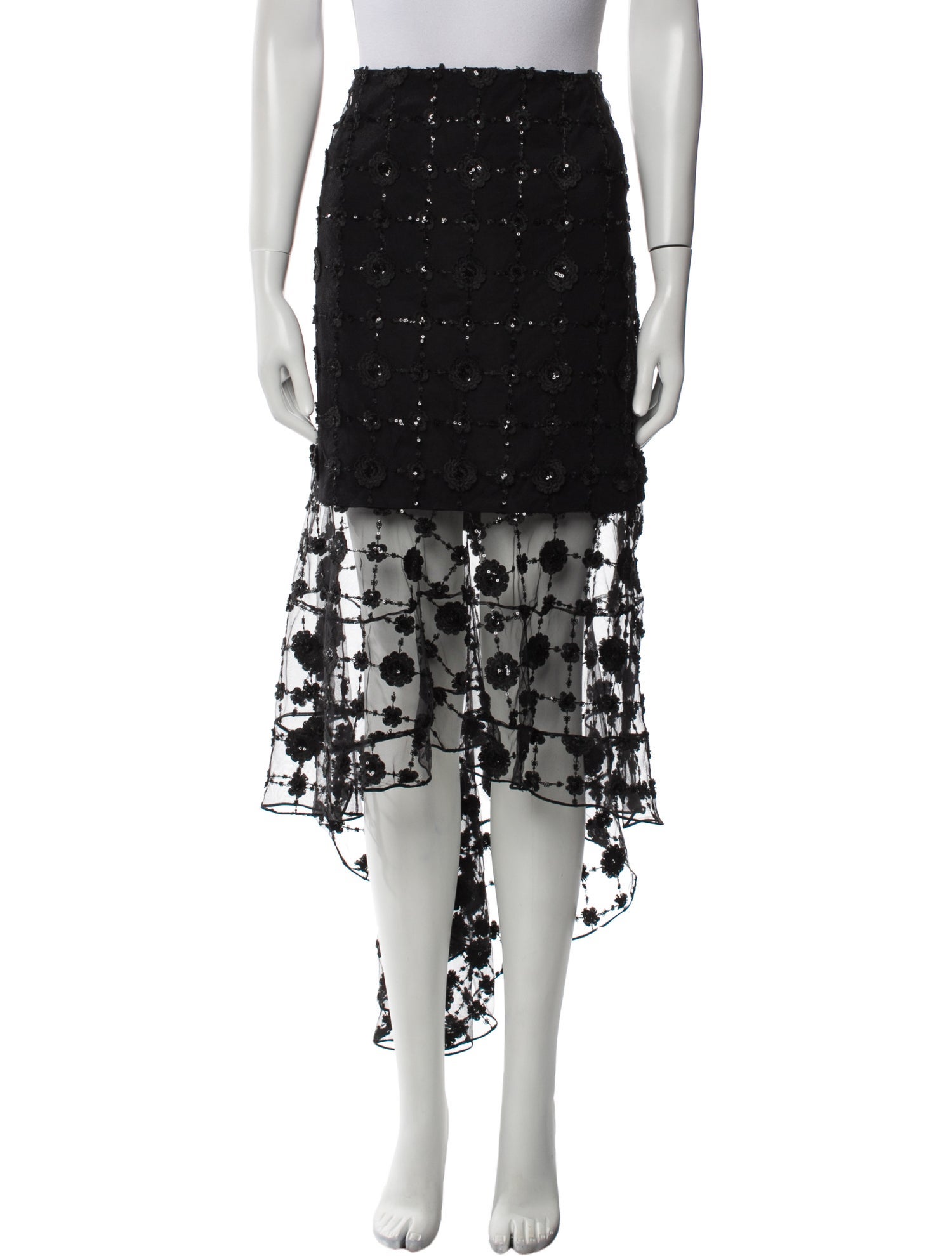 Christian Siriano Lace Pattern Midi Length Skirt