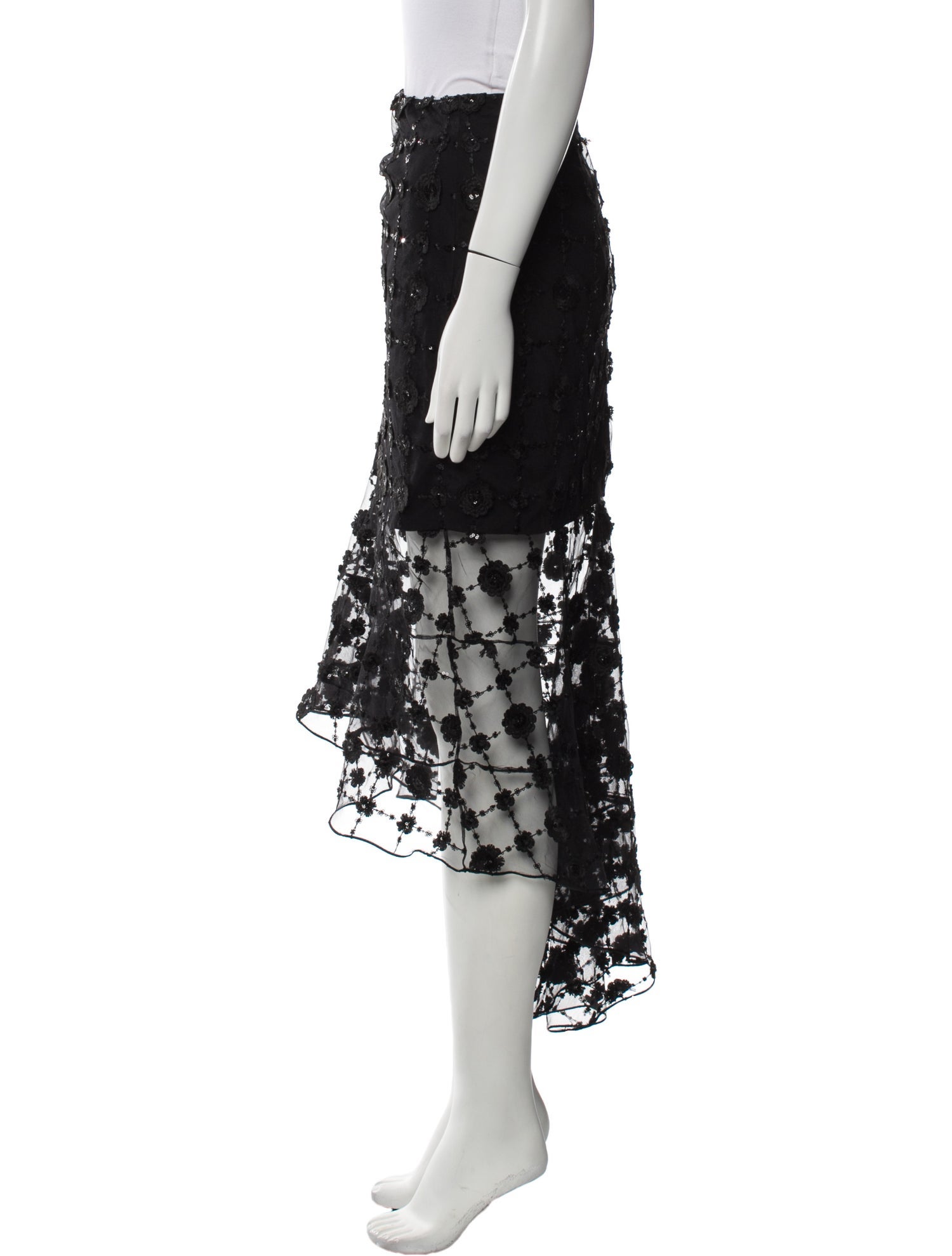 Christian Siriano Lace Pattern Midi Length Skirt