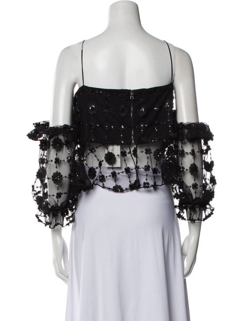 Christian Siriano Lace Pattern Scoop Neck Crop Top