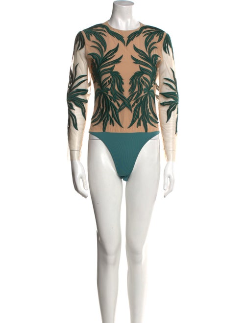 Christian Siriano Silk Printed Bodysuit