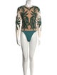 Christian Siriano Silk Printed Bodysuit