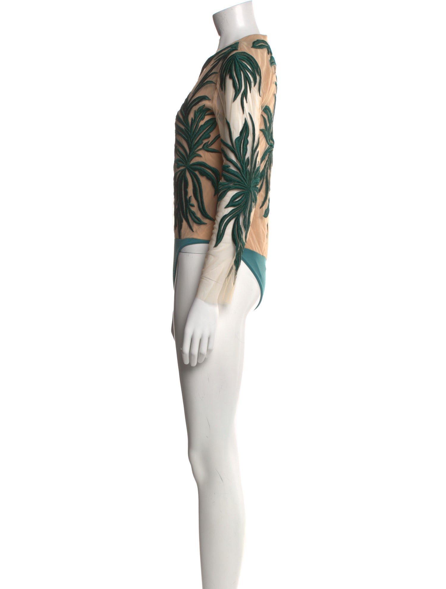 Christian Siriano Silk Printed Bodysuit
