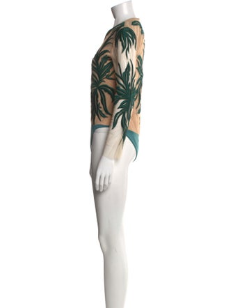 Christian Siriano Silk Printed Bodysuit