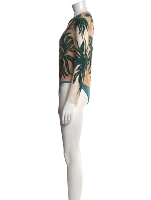 Christian Siriano Silk Printed Bodysuit