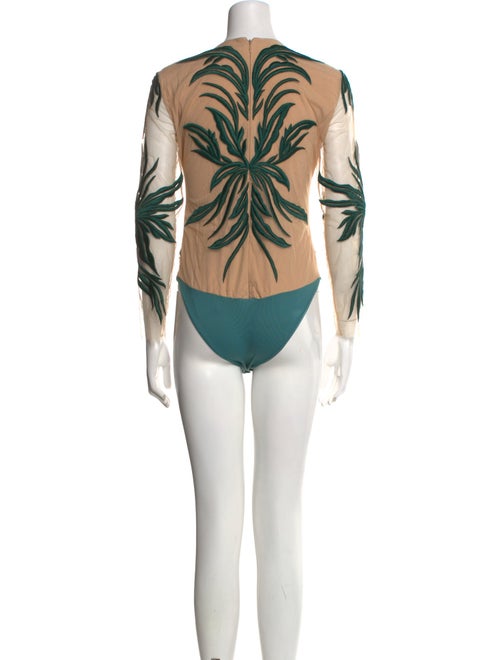 Christian Siriano Silk Printed Bodysuit