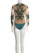 Christian Siriano Silk Printed Bodysuit