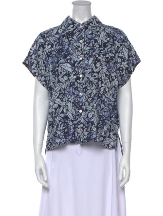Christian Siriano Linen Printed Top