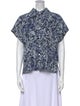 Christian Siriano Linen Printed Top