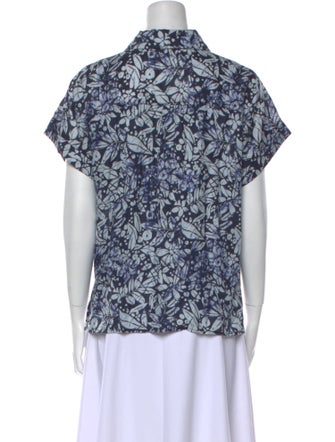 Christian Siriano Linen Printed Top