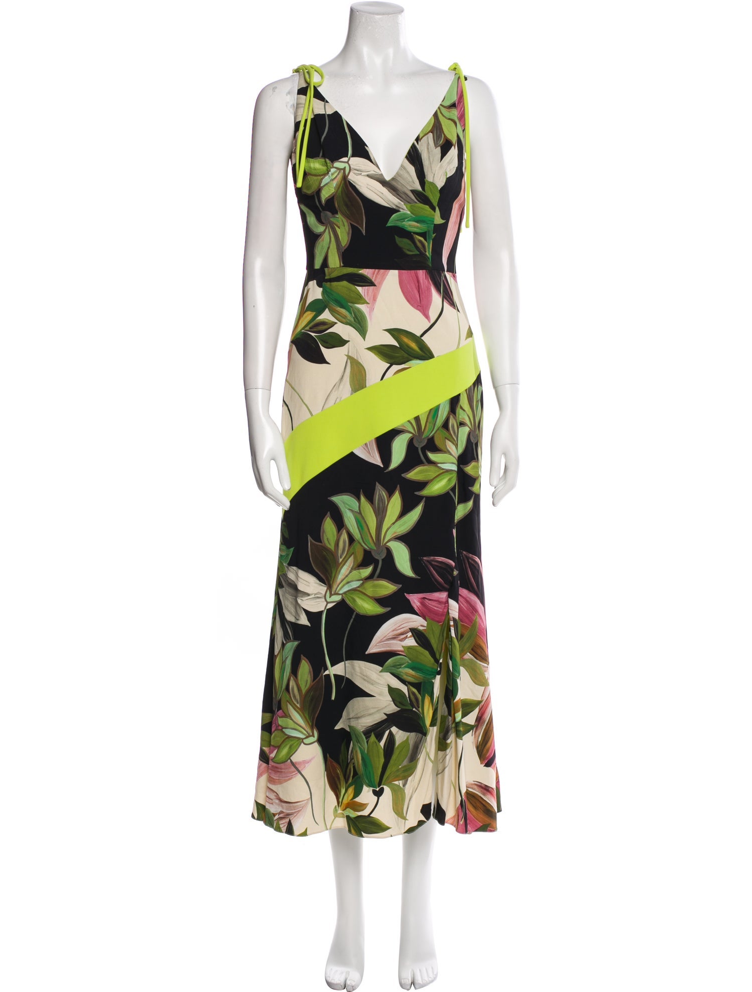 Christian Siriano Floral Print Midi Length Dress