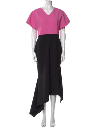 Christian Siriano Colorblock Pattern Long Dress